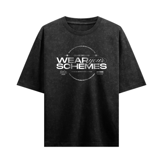 Myugen Wear Your Schemes Acid Wash Oversized T-Shirt Black