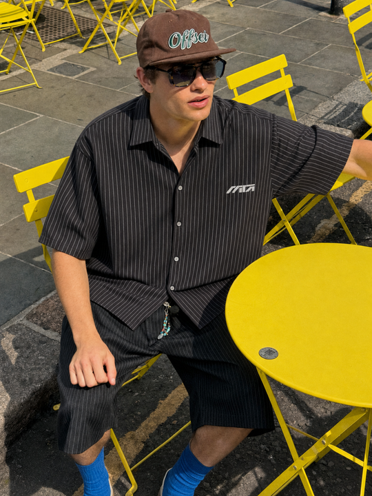Myugen California Striped Boxy Shirt Black