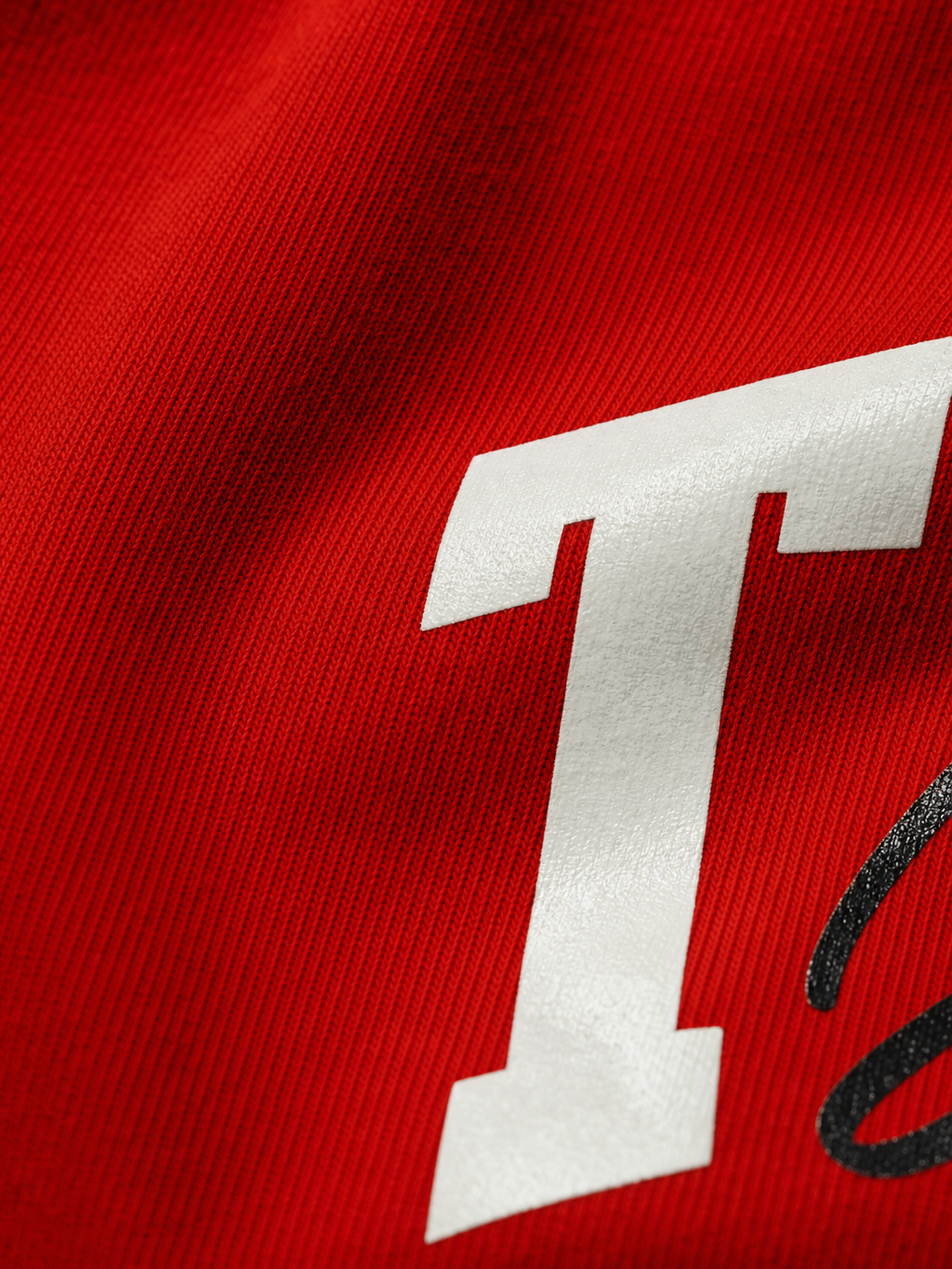 Myugen Tokyo Division 23 Oversized T-Shirt Red – close-up detail
