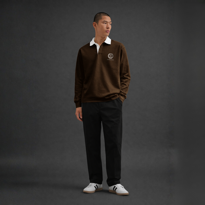 Myugen Club Polo Sweatshirt Dark Brown Timeless Winterwear Exclusive