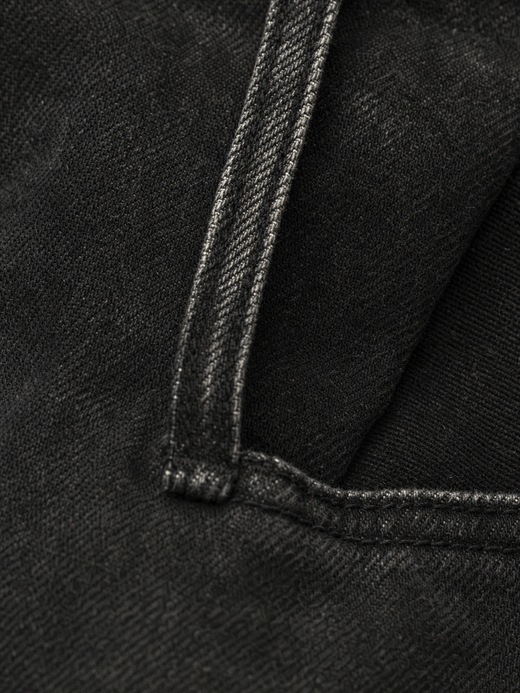 Myugen Runline Embroidered Denim — Black (Limited Edition) – close-up detail