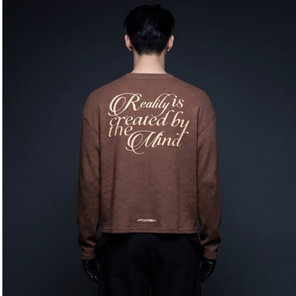 myugen-construct-waffle-long-sleeve-brown model back