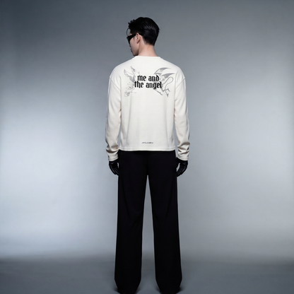 myugen-duality-waffle-long-sleeve-off-white model back