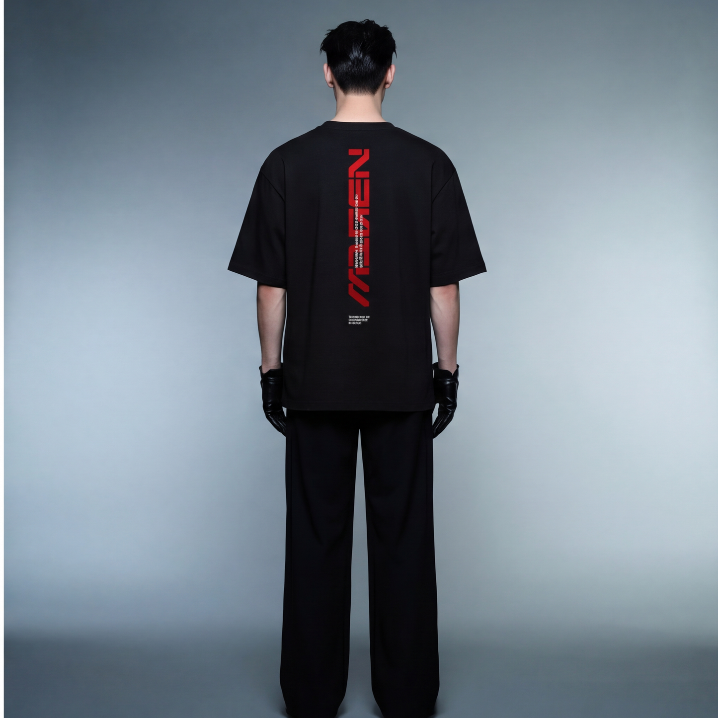 myugen-lume-lore-oversized-t-shirt-black model back