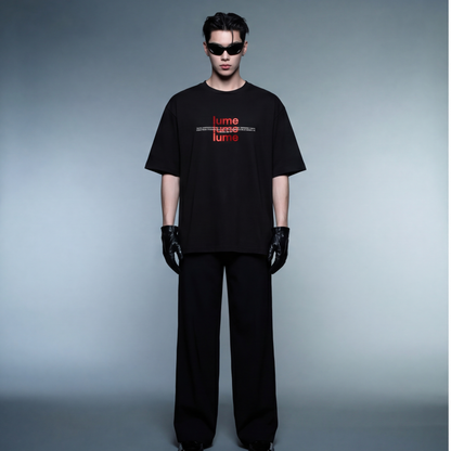myugen-lume-lore-oversized-t-shirt-black model front