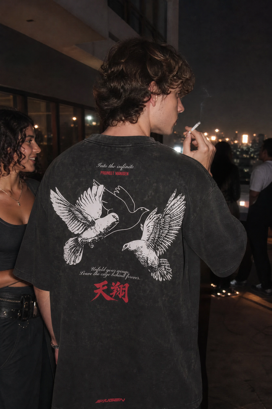 Myugen Into The Infinite Acid Wash Oversized T-Shirt Black