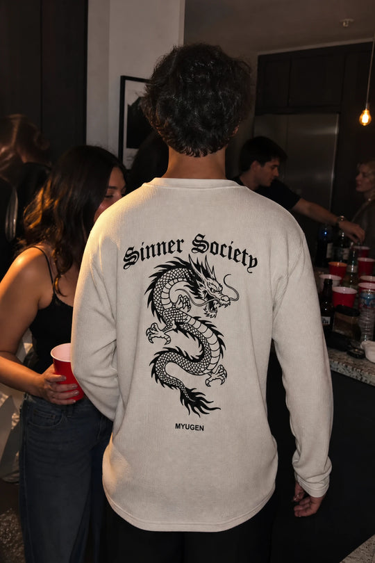 Myugen Sinner Society Waffle Long Sleeve Off White