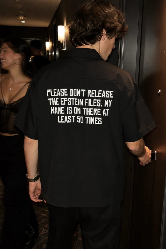 Myugen Redacted Statement Bowling Shirt Black