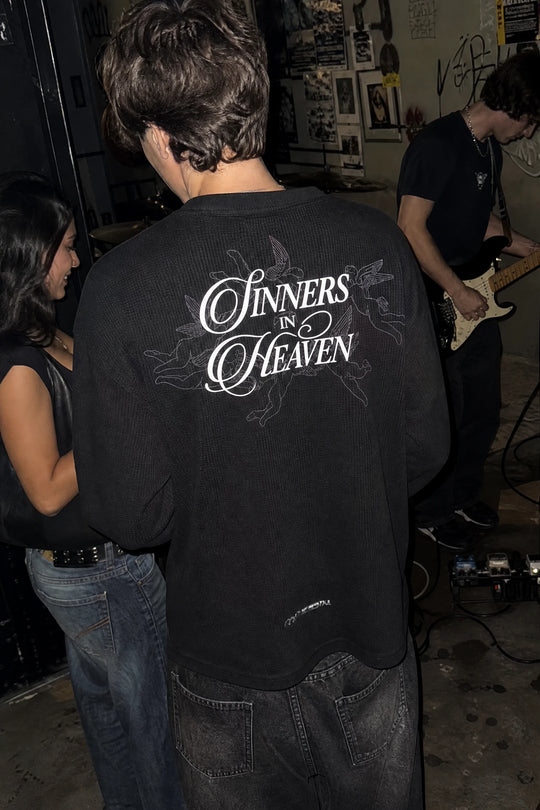 Myugen Sinners In heaven Waffle Long Sleeve Black