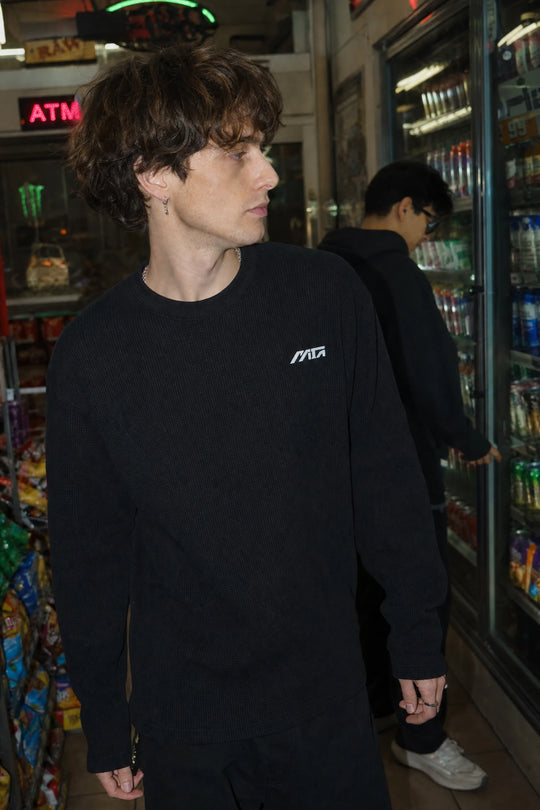 Myugen Sinner Society Waffle Long Sleeve Black