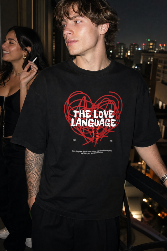 Myugen Love Language Oversized T-Shirt Black