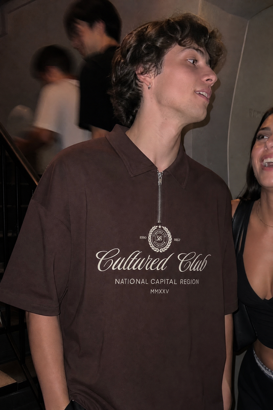 Myugen Cultured Club Brown Quarter-Zip Tee Timeless Streetwear Exclusive