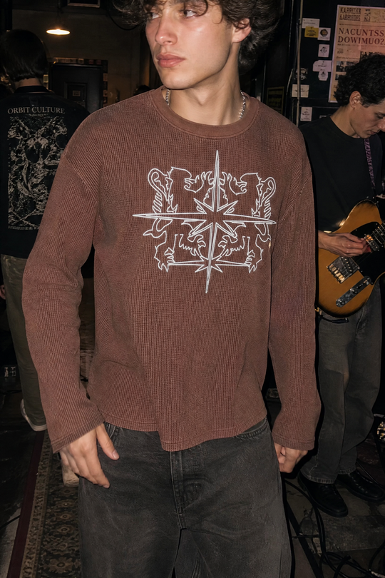 Myugen Axis Waffle Long Sleeve Brown