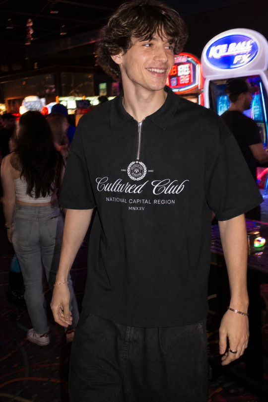 Myugen Cultured Club Black Quarter-Zip Tee Timeless Streetwear Exclusive