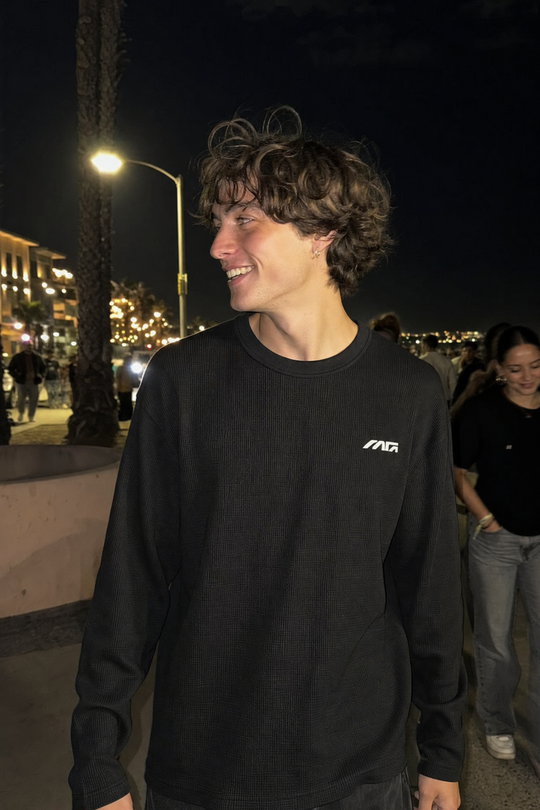 Myugen Construct Waffle Long Sleeve Black