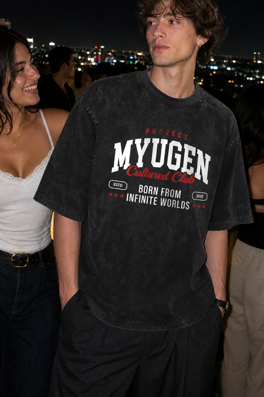 Myugen Cultured Club Acid Wash Oversized T-Shirt Black