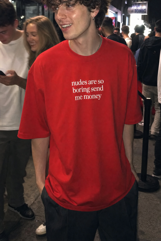 Myugen Born to Be Paid Oversized T-Shirt Red