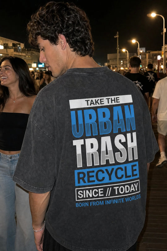 Myugen Urban Trash Acid Wash Oversized T-Shirt Black