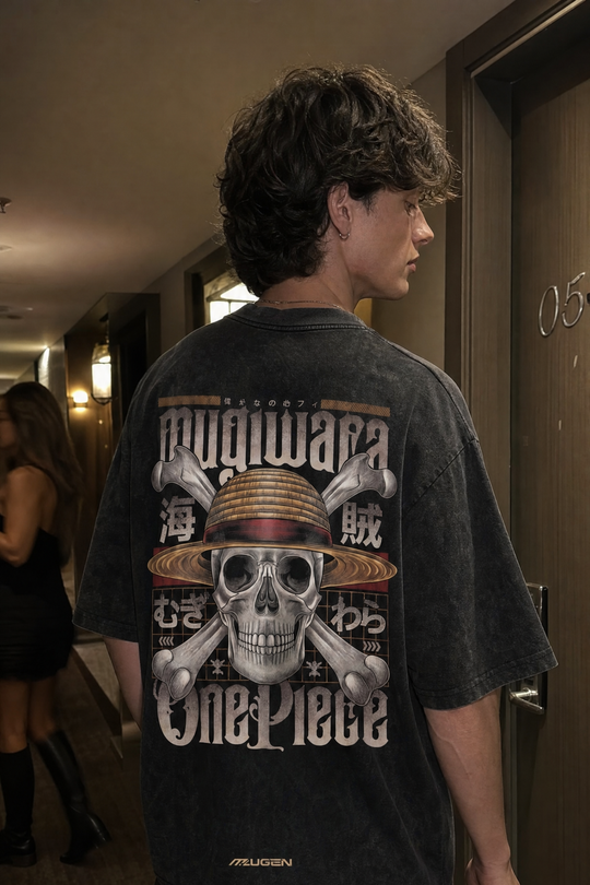 Myugen Mugiwara Acid Wash Oversized T-Shirt Black