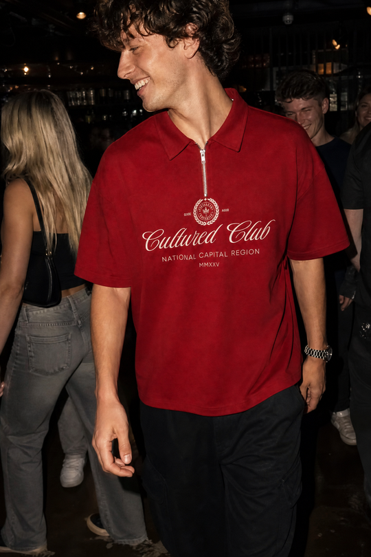 Myugen Cultured Club Red Quarter-Zip Tee Timeless Streetwear Exclusive