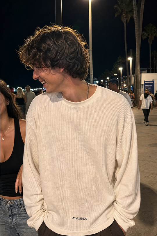 Myugen Duality Waffle Long Sleeve Off White