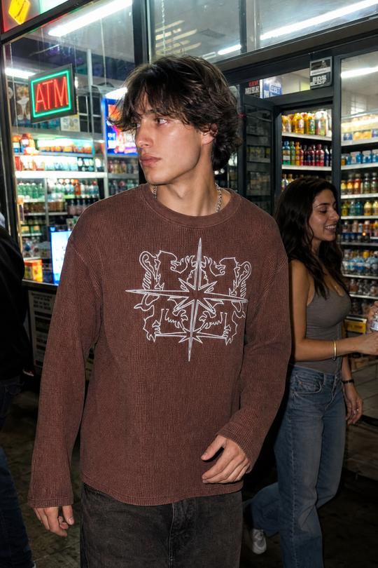 Myugen Axis Waffle Long Sleeve Brown