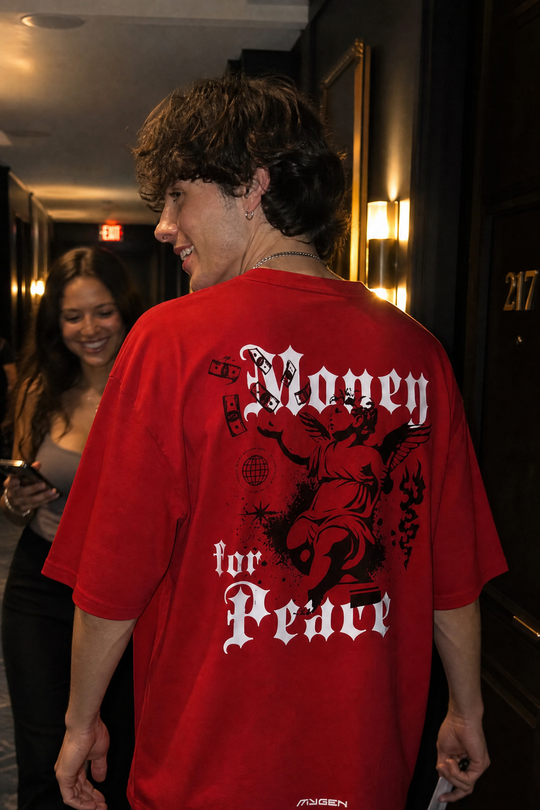 Myugen Born to Be Paid Oversized T-Shirt Red