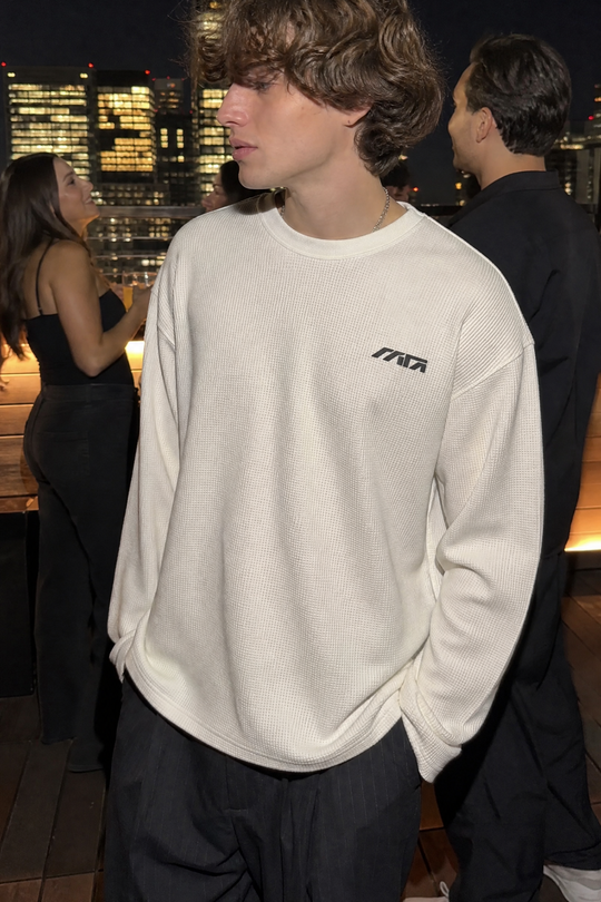 Myugen Construct Waffle Long Sleeve Off White
