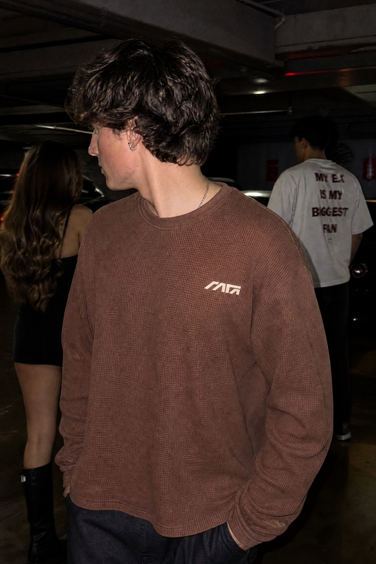 Myugen Construct Waffle Long Sleeve Brown