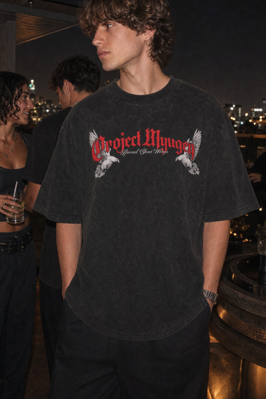 Myugen Into The Infinite Acid Wash Oversized T-Shirt Black
