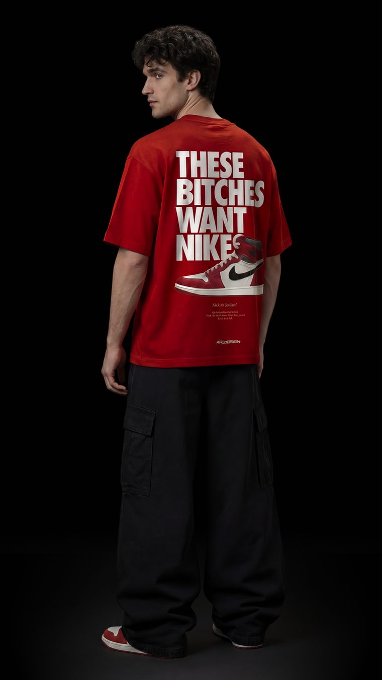 Myugen Nike Bitches Oversized T-Shirt Red
