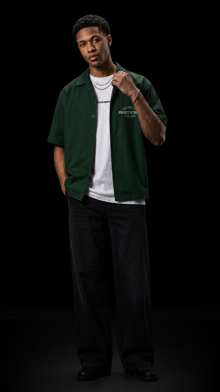 Myugen Cultured Club -90 Bowling Shirt Forest Green