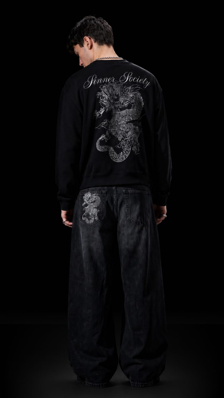 Myugen Sinner Society Waffle Long Sleeve Black
